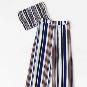 Striped Tube Top With Pants (Set)